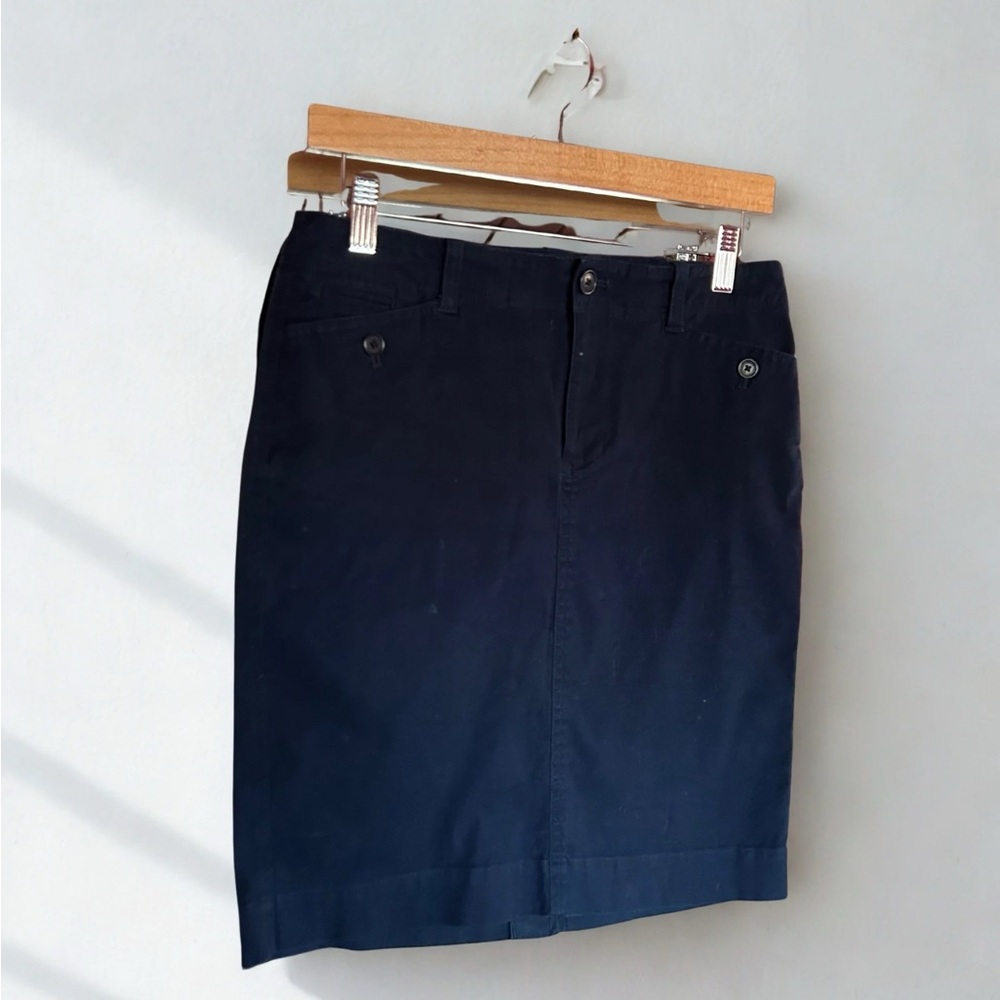 Lauren Ralph Lauren 98% Cotton Navy Pencil Skirt